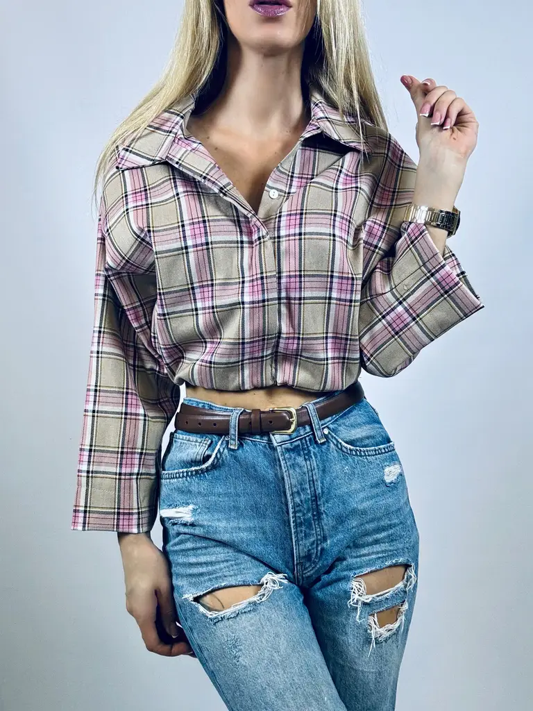KOSZULA W KRATĘ RÓŻOWĄ BERRY (4)