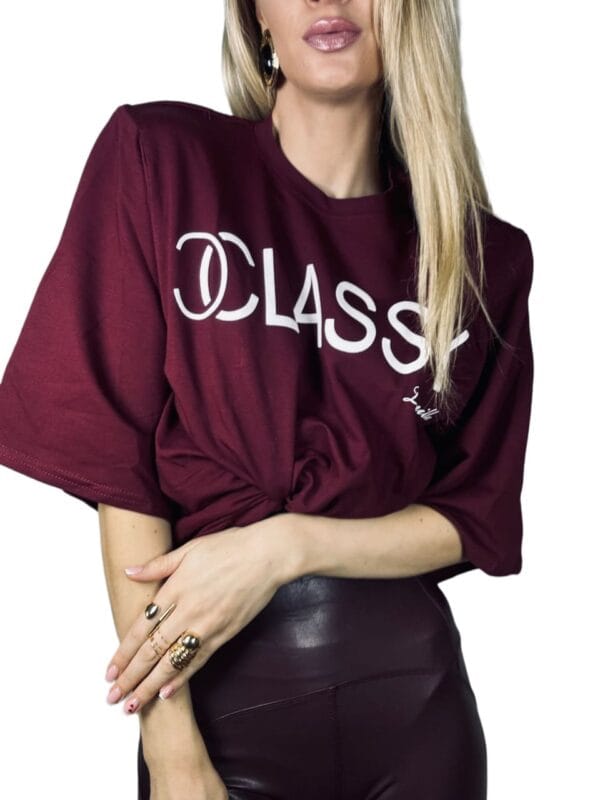 BLUZKA  T-SHIRT CLASSY BORDO LA MILLA
