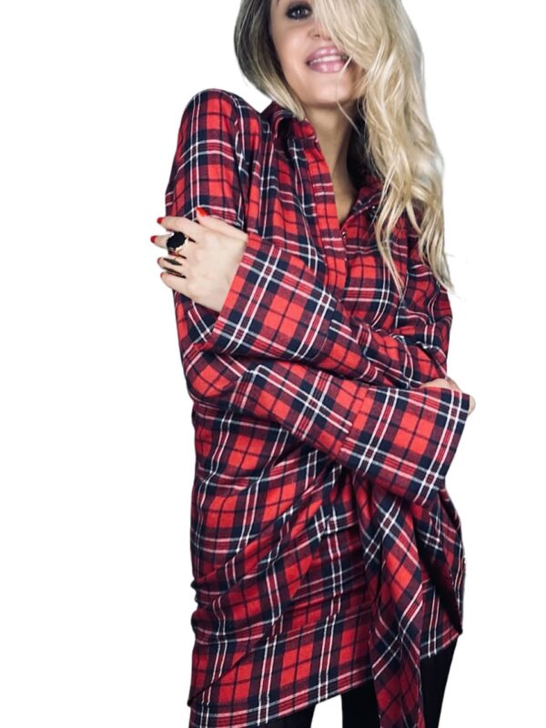 SUKIENKA W KRATĘ CZERWONA KOSZULOWA LA MILLA