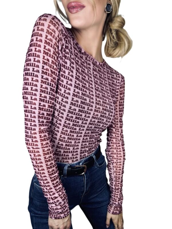 BLUZKA SIATECZKA W PRINT RÓŻ BORDO LA MILLA