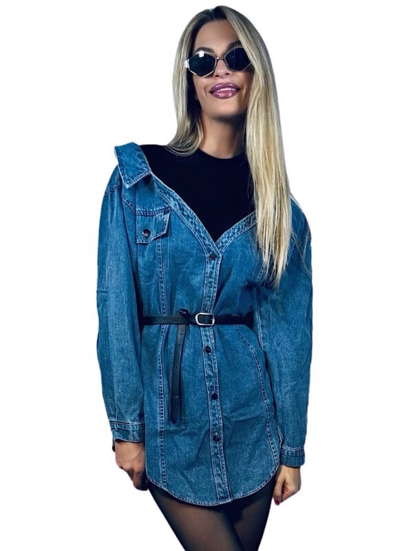 KOSZULA JEANSOWA DENIM Z CZARNYM