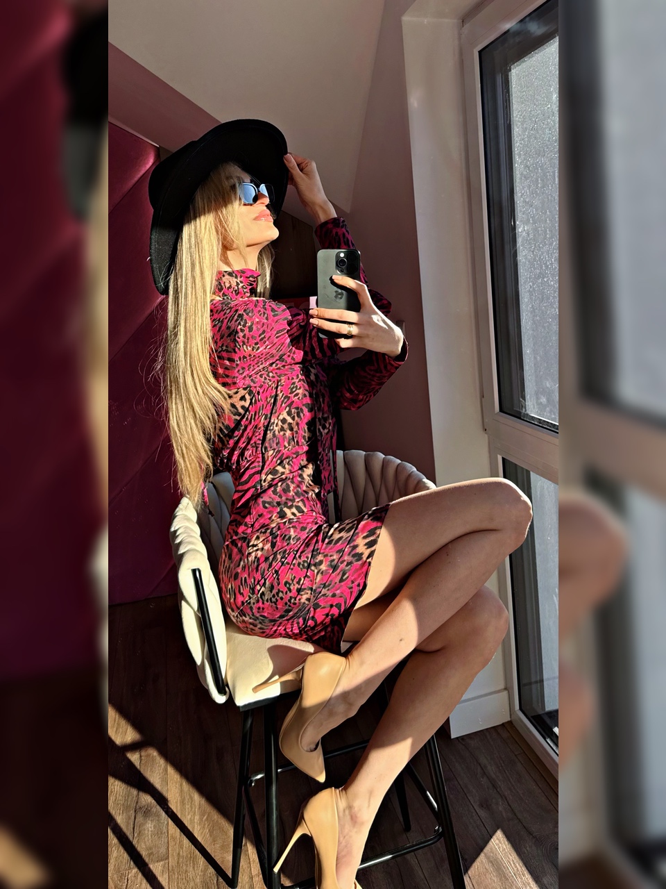 SUKIENKA CANDY ROZOWA WZORZYSTA PANTERKA PASEK REGULOWANY