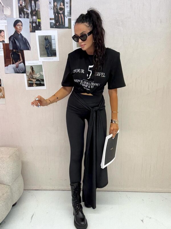 LEGGINSY LAMILLA Z SZARFĄ CZARNE